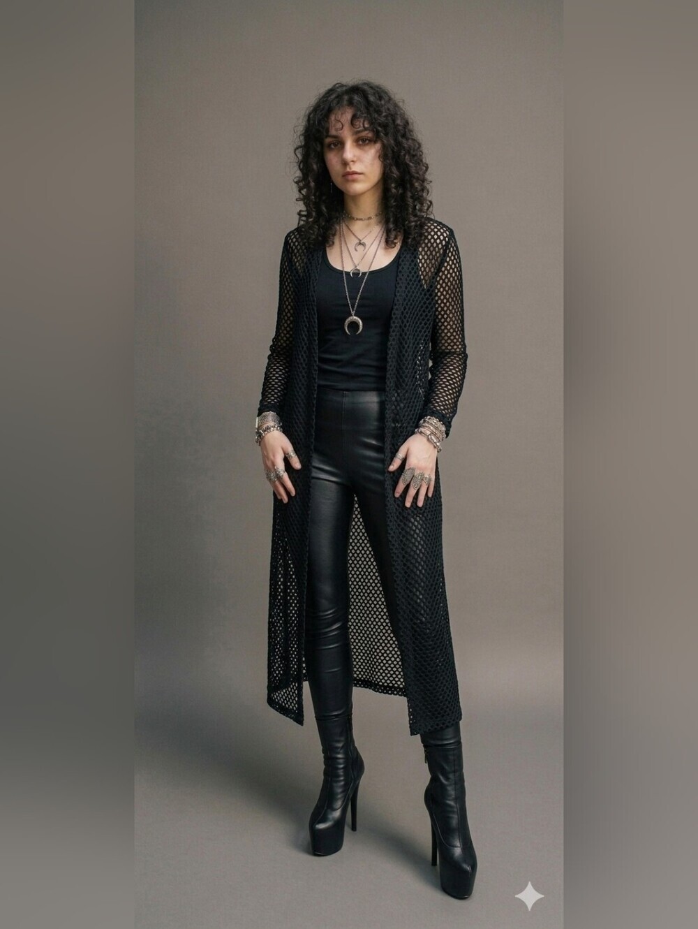Fishnet Mid-length Cardigan Size S/M